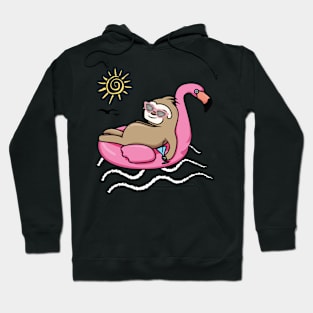 Chilling flamingo sloth beach Hoodie